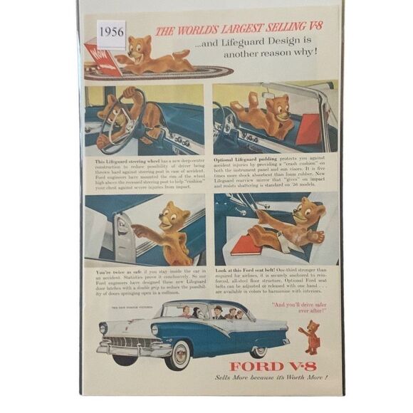 Vintage 1956 Ford V8 Lifeguard Advertisement Ad Advertising - Picture 1 of 7